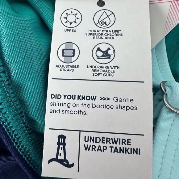 Lands’ End Women's Wrap Underwire Tankini Swimsuit Top Size 18 NEW - Picture 9 of 9